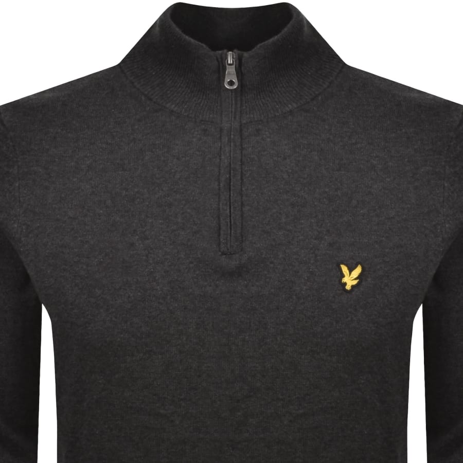 Image number 2 for Lyle And Scott Quarter Zip Knitted Jumper Grey