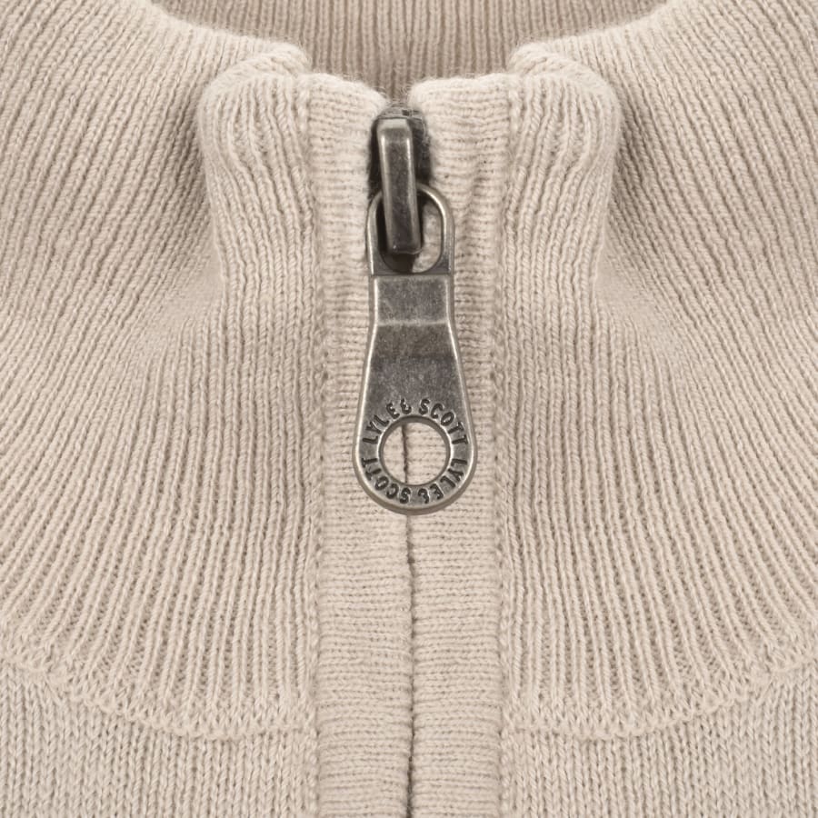 Image number 4 for Lyle And Scott Quarter Zip Knitted Jumper Beige