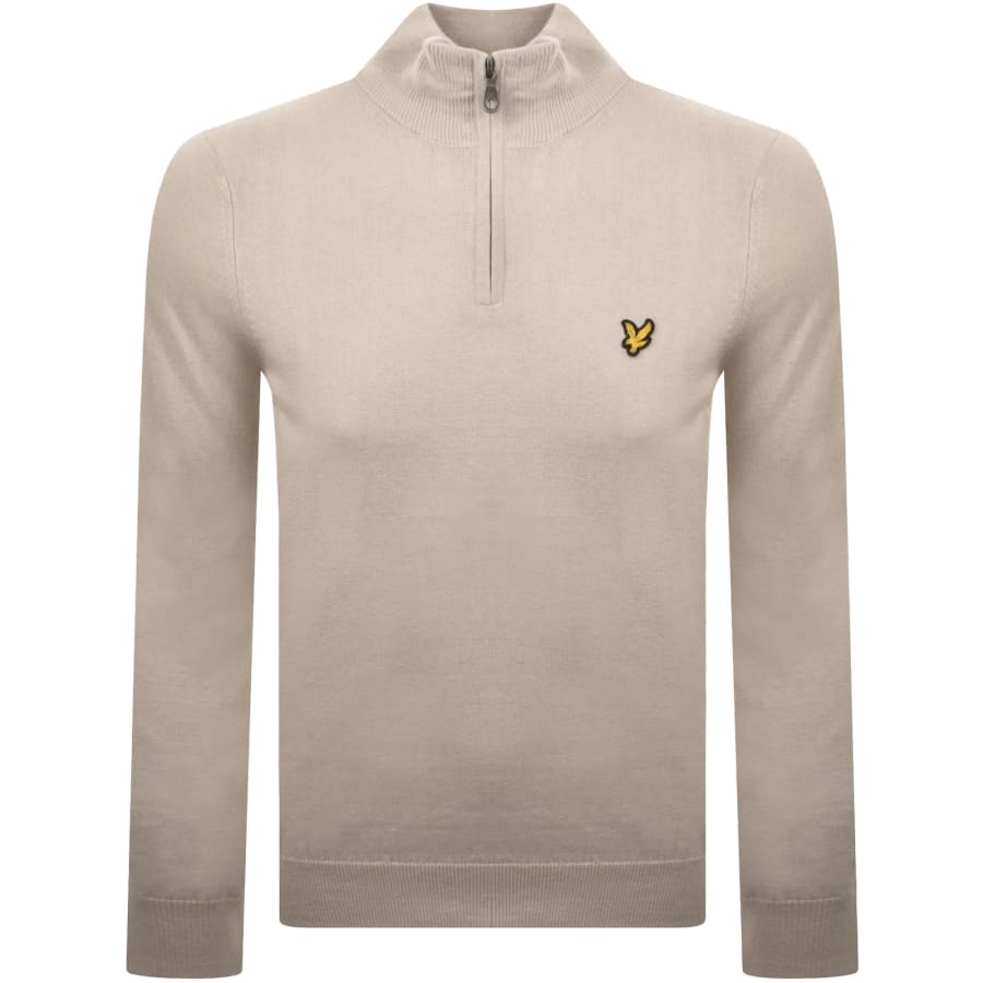 Image number 1 for Lyle And Scott Quarter Zip Knitted Jumper Beige