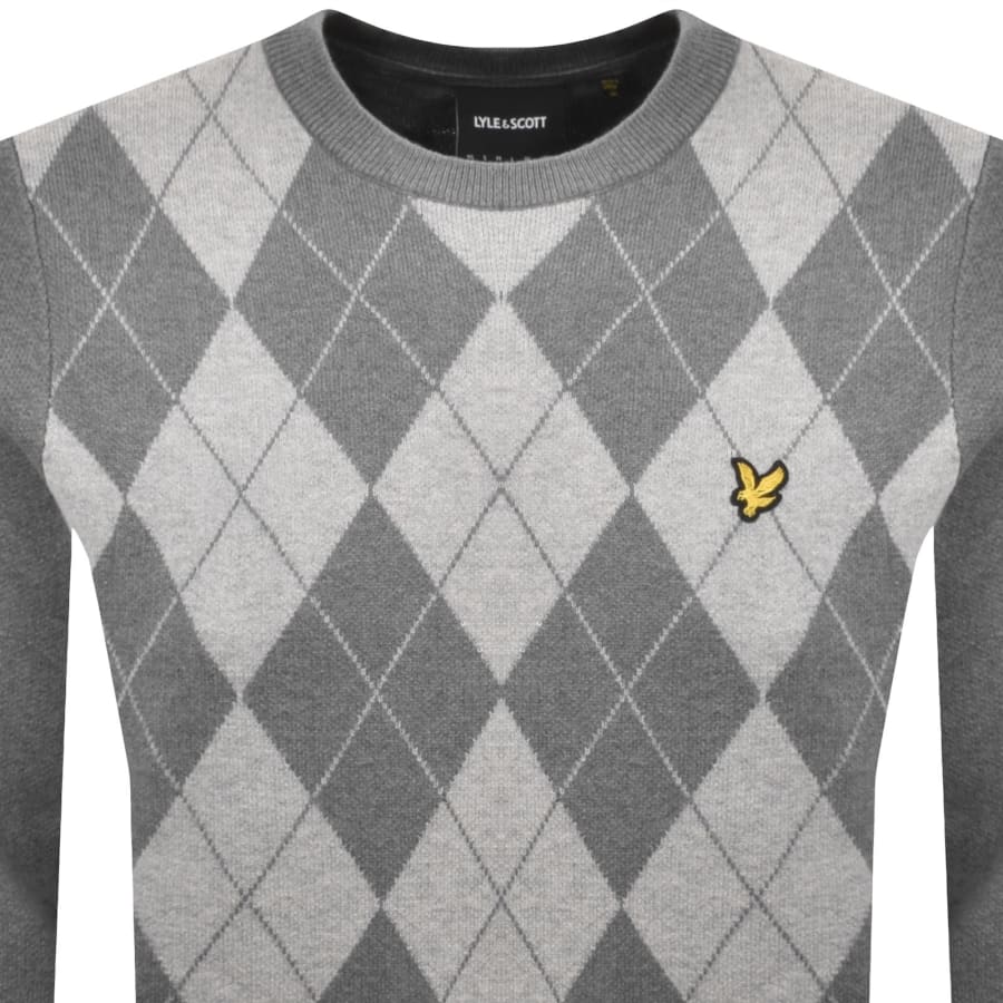 Image number 2 for Lyle And Scott Argyle Knitted Jumper Grey