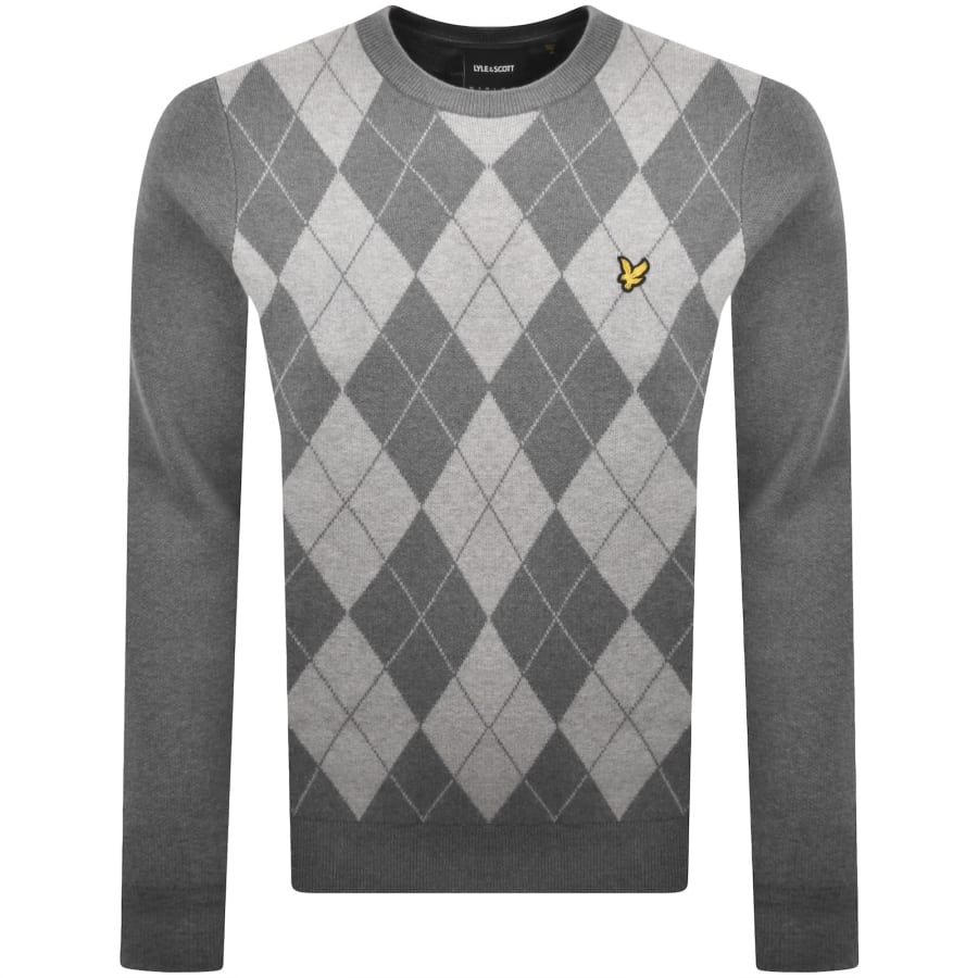 Image number 1 for Lyle And Scott Argyle Knitted Jumper Grey
