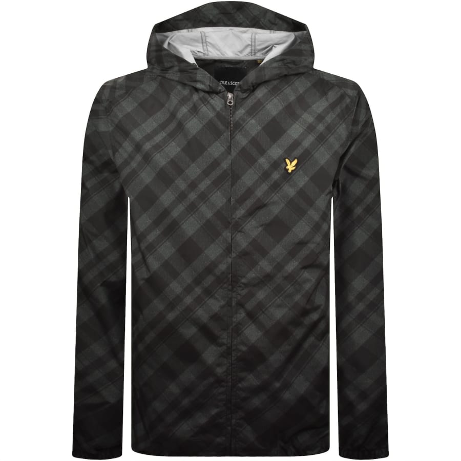 Image number 1 for Lyle And Scott Tartan Hooded Jacket Black