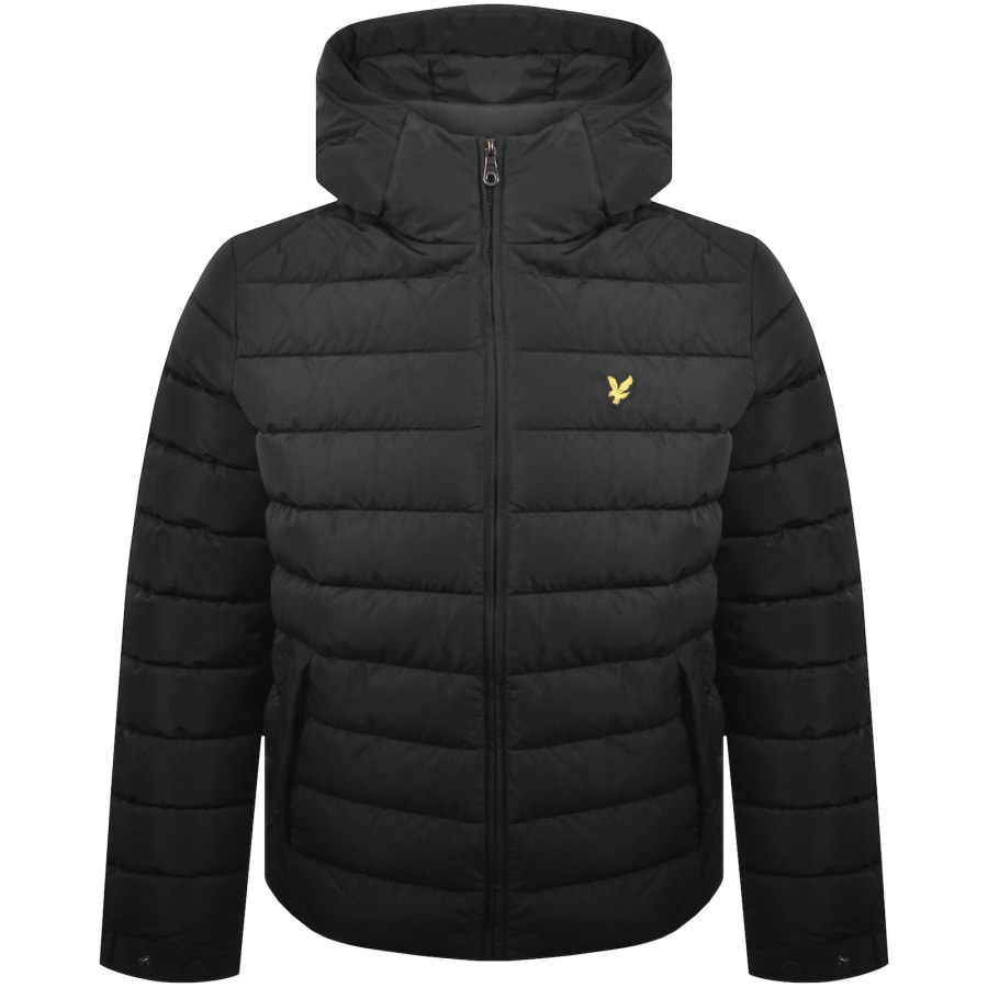 Image number 1 for Lyle And Scott Hooded Quilted Jacket Jet Black