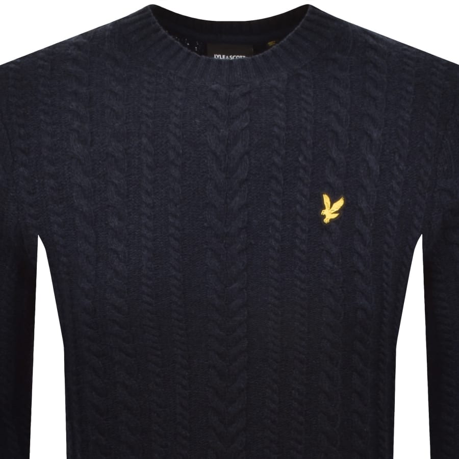 Image number 2 for Lyle And Scott Cable Knit Jumper Navy
