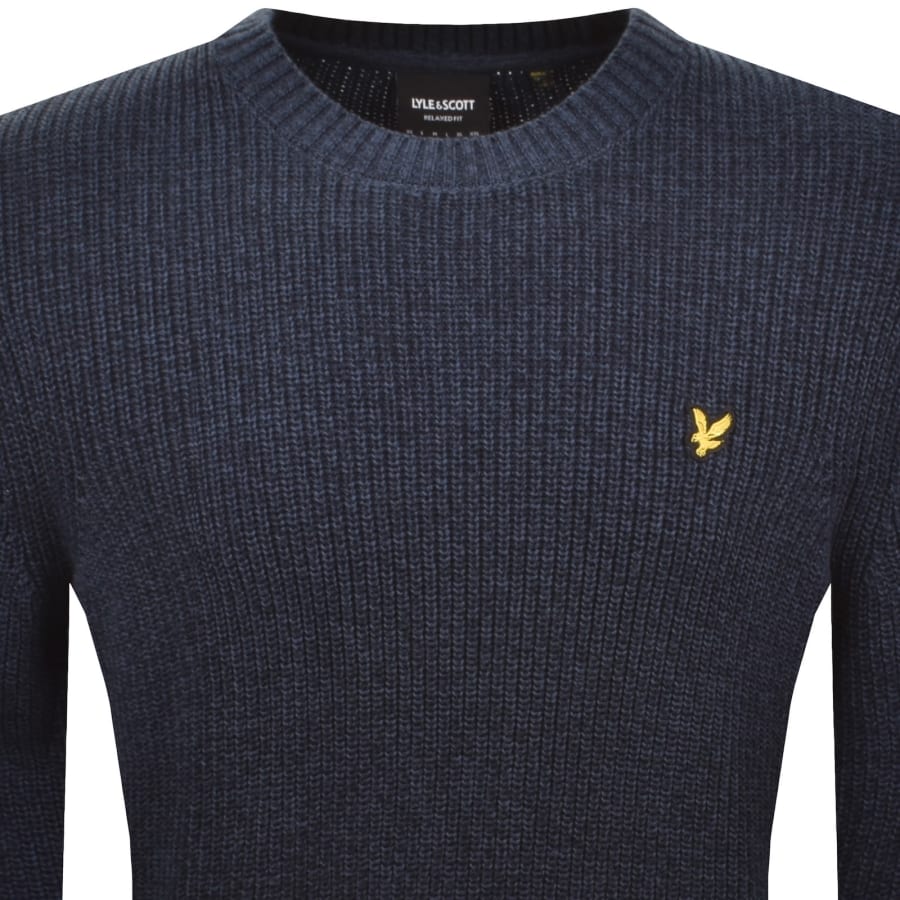 Image number 2 for Lyle And Scott Static Marl Knit Jumper Navy