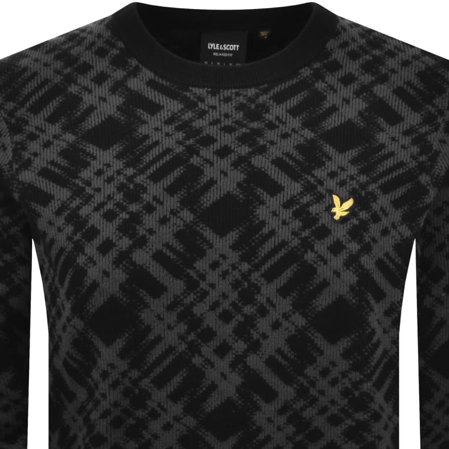 Image number 2 for Lyle And Scott Ladder Tartan Knit Jumper Black