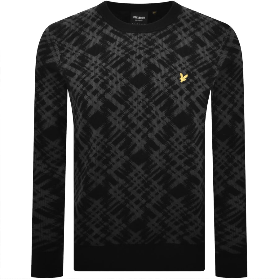 Image number 1 for Lyle And Scott Ladder Tartan Knit Jumper Black