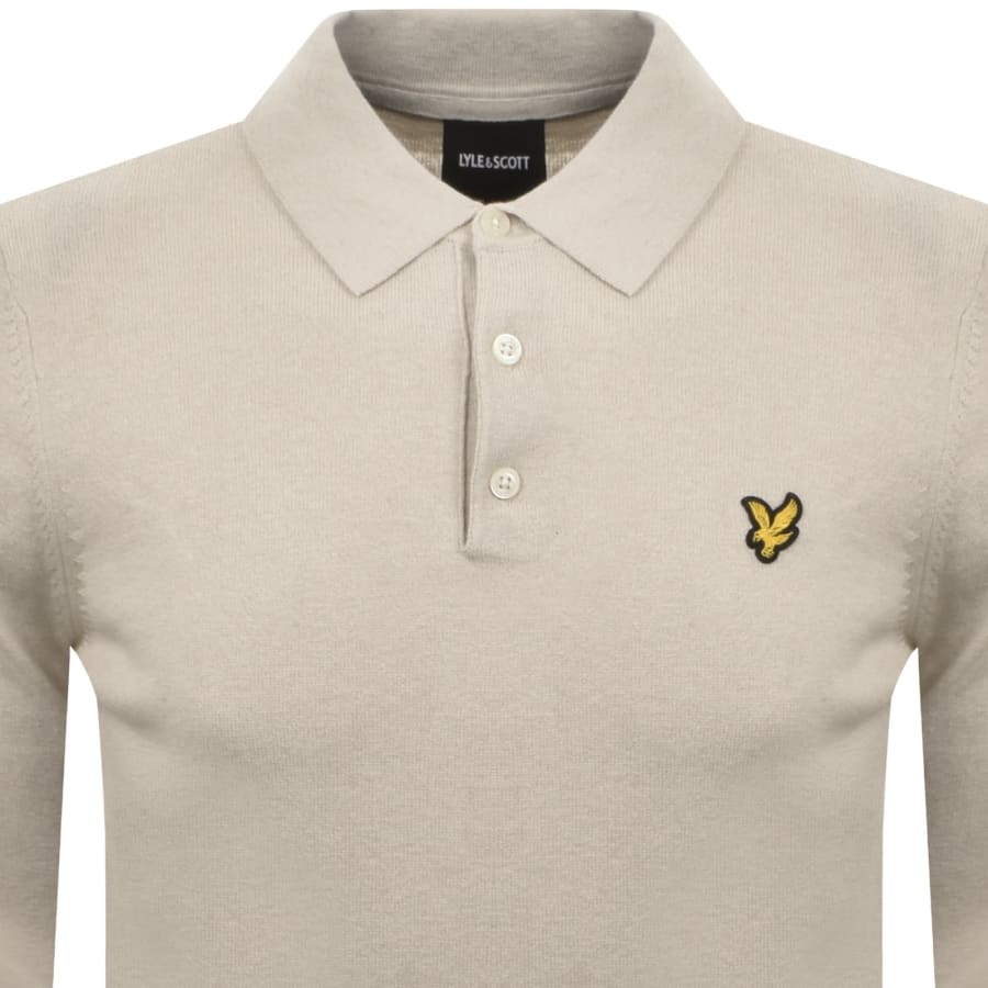 Image number 2 for Lyle And Scott Long Sleeve Knit Polo Beige