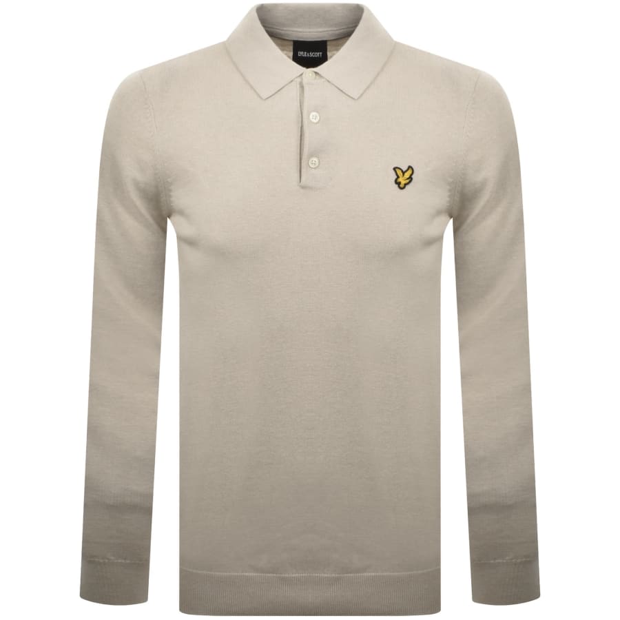 Image number 1 for Lyle And Scott Long Sleeve Knit Polo Beige