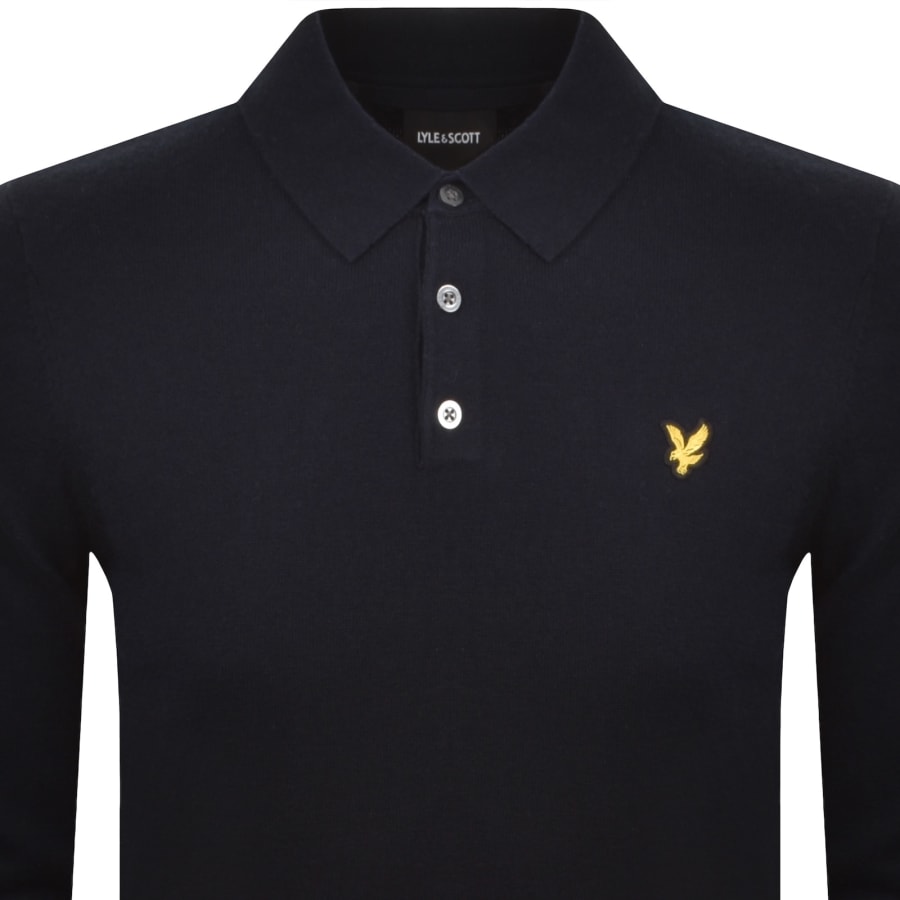 Image number 2 for Lyle And Scott Long Sleeve Knit Polo Navy