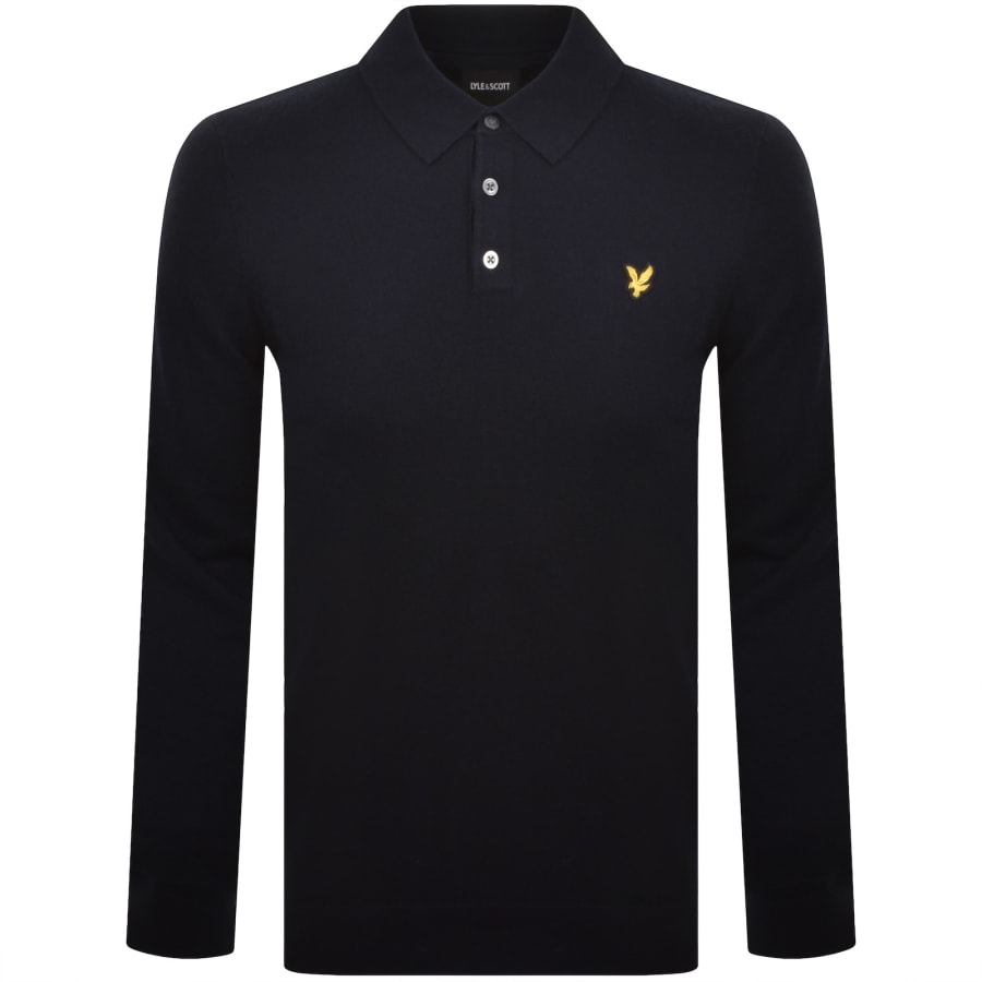Image number 1 for Lyle And Scott Long Sleeve Knit Polo Navy