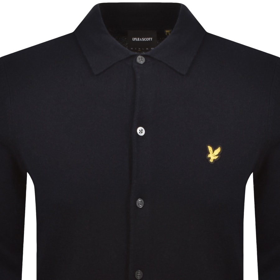 Image number 2 for Lyle And Scott Cotton Merino Knitted Shirt Navy