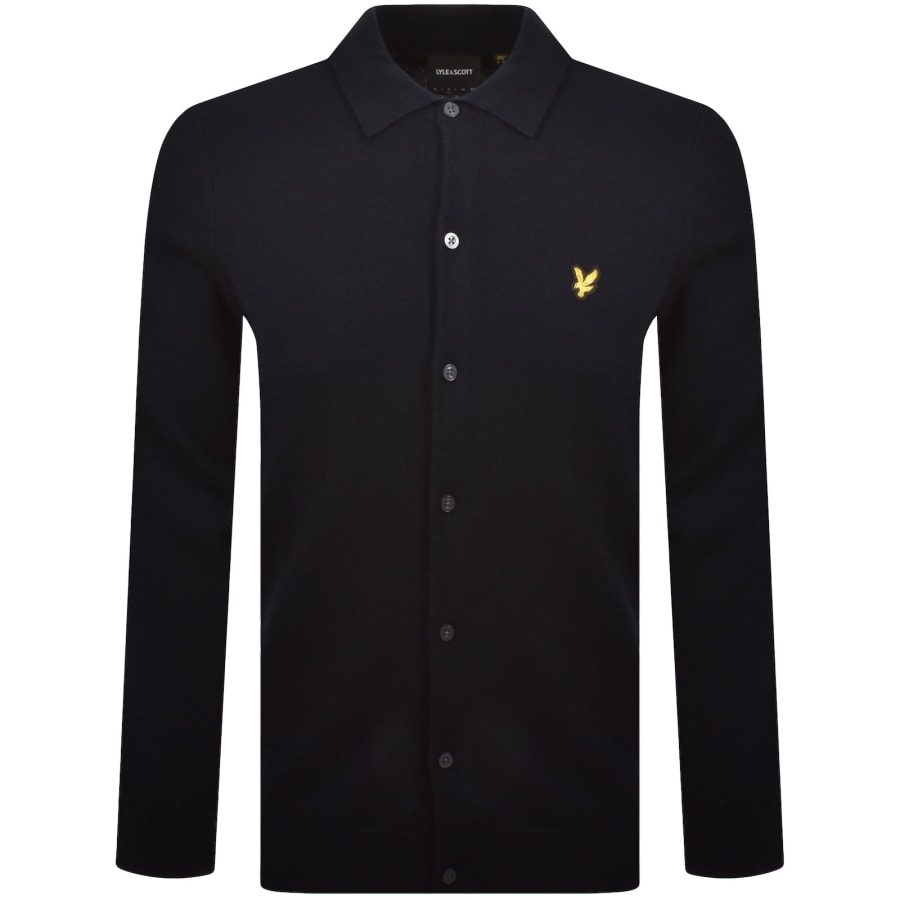 Image number 1 for Lyle And Scott Cotton Merino Knitted Shirt Navy