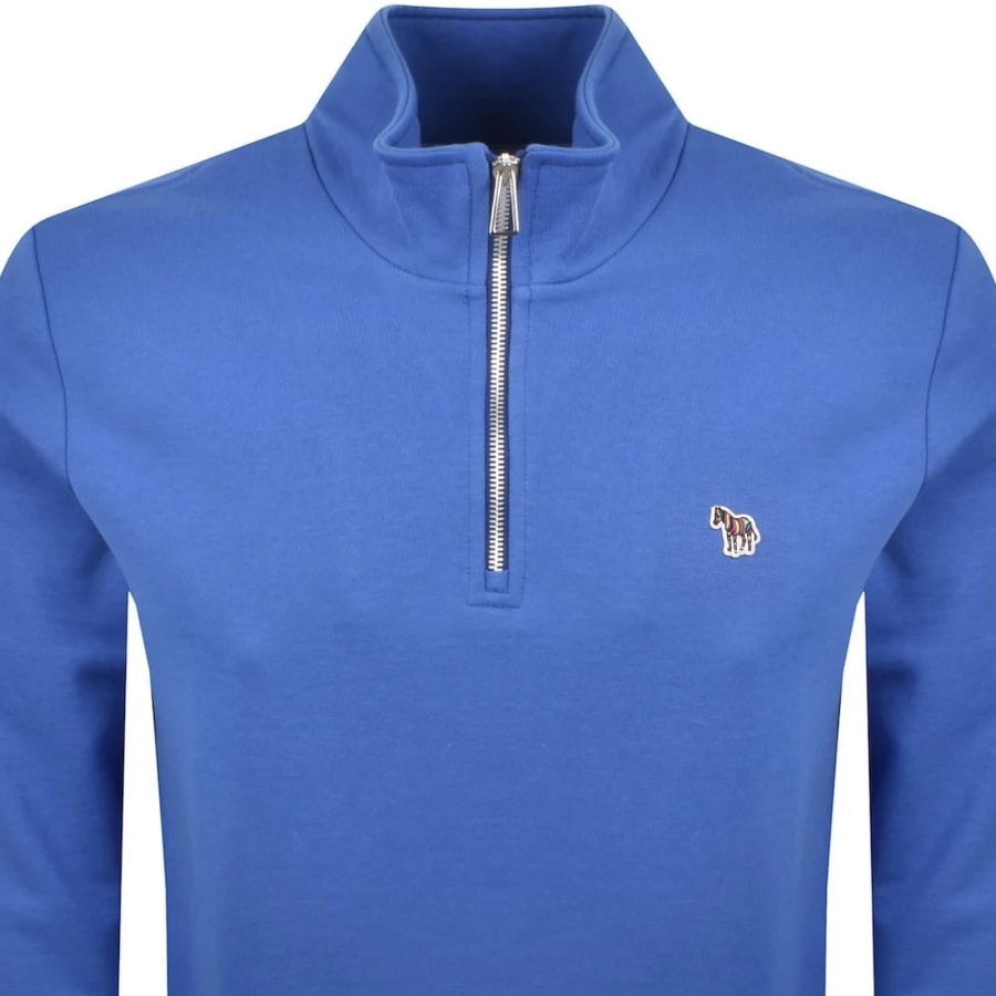 Image number 2 for Paul Smith Zebra Half Zip Sweatshirt Blue