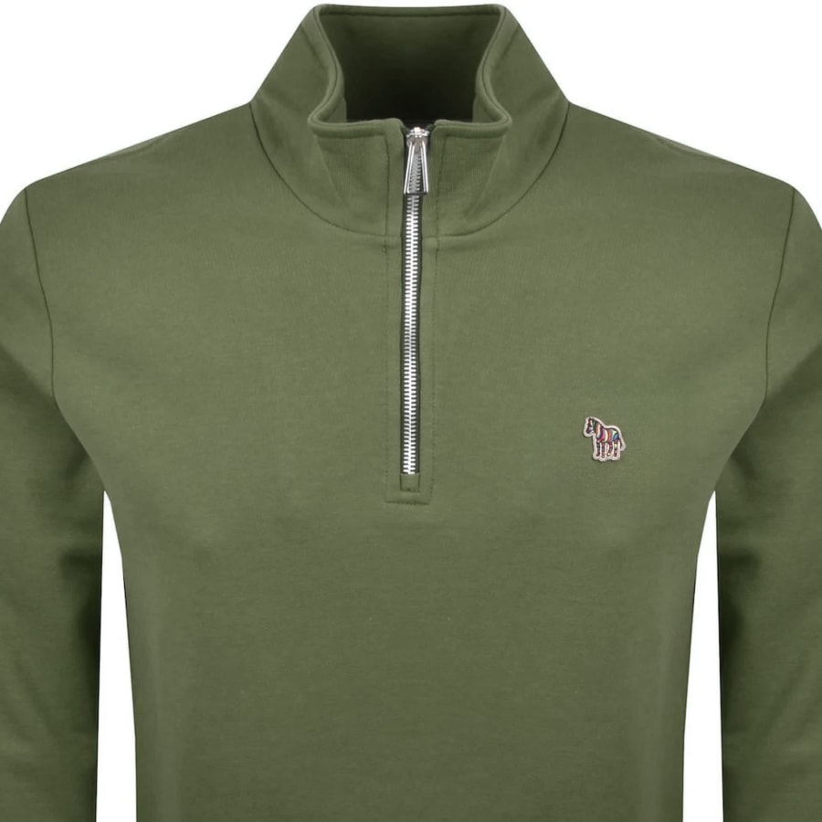 Image number 2 for Paul Smith Zebra Half Zip Sweatshirt Green