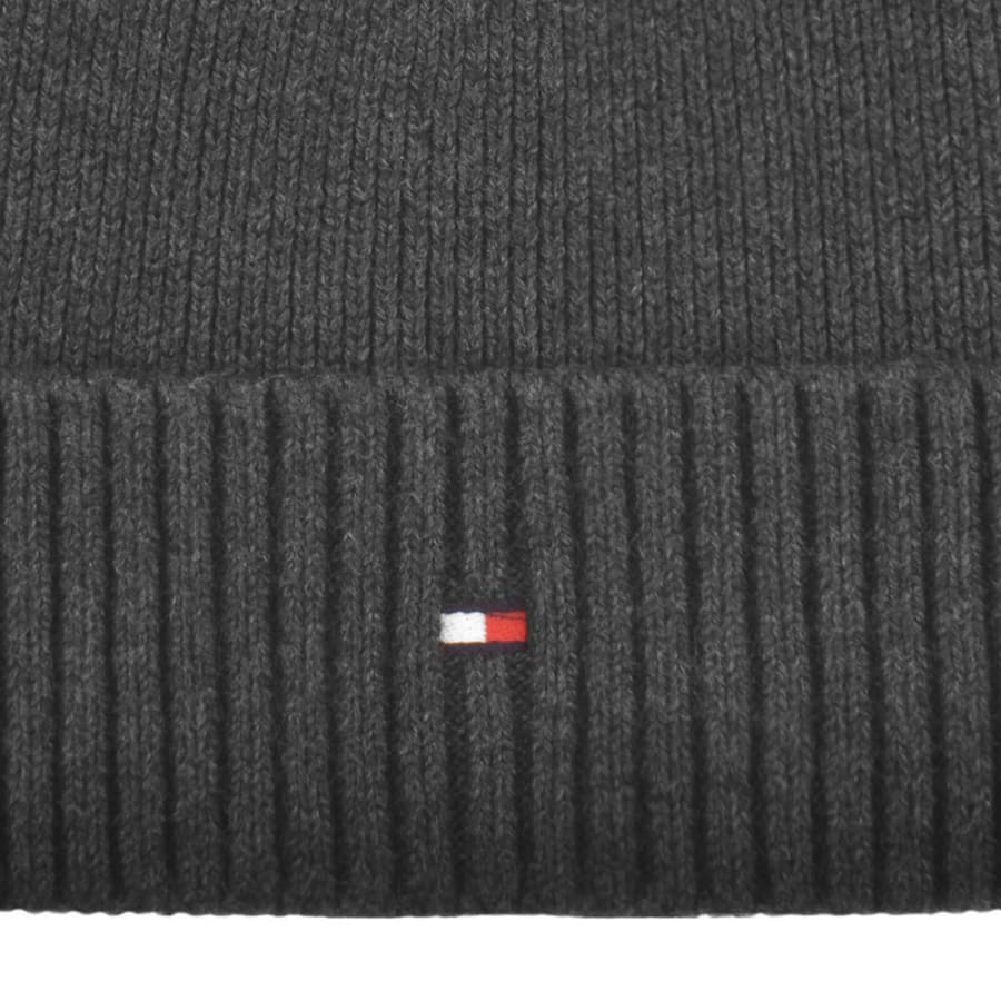 Image number 3 for Tommy Hilfiger Flag Beanie Hat Grey