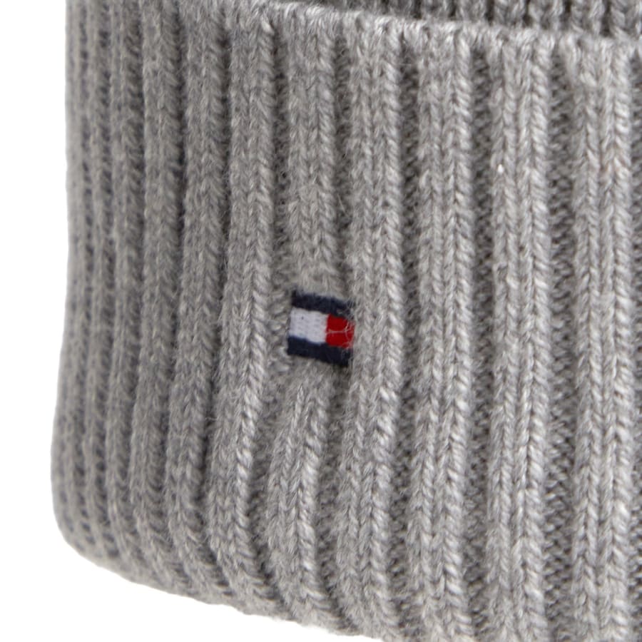 Image number 3 for Tommy Hilfiger Flag Beanie Hat Grey