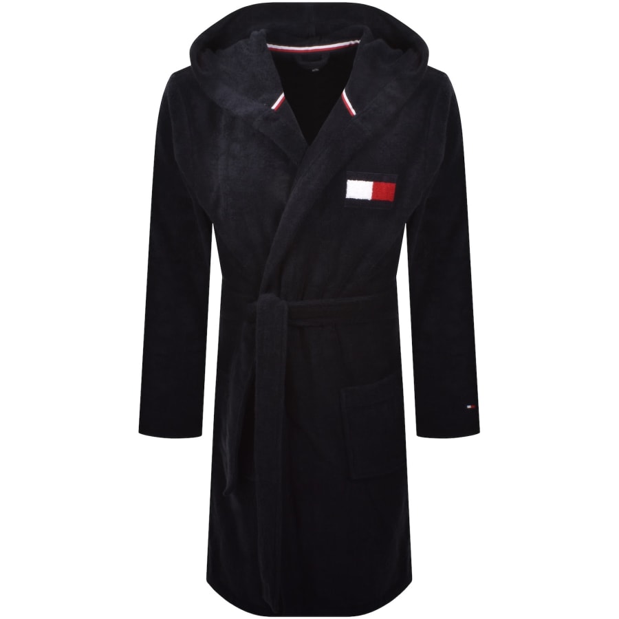 Image number 1 for Tommy Hilfiger Hooded Dressing Gown Navy