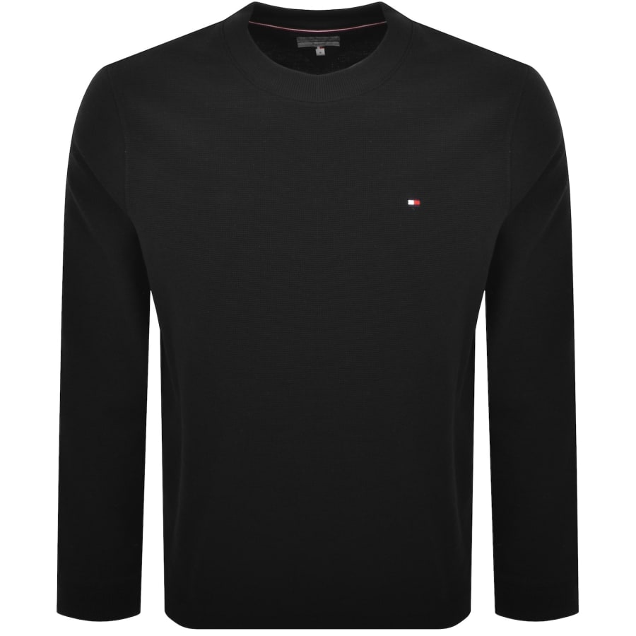 Image number 1 for Tommy Hilfiger Textured Long Sleeve T Shirt Black