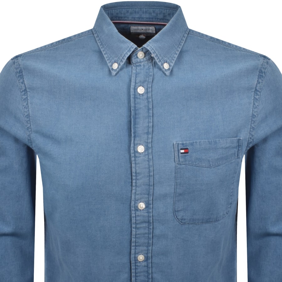 Image number 2 for Tommy Hilfiger Dobby Long Sleeve Shirt Blue