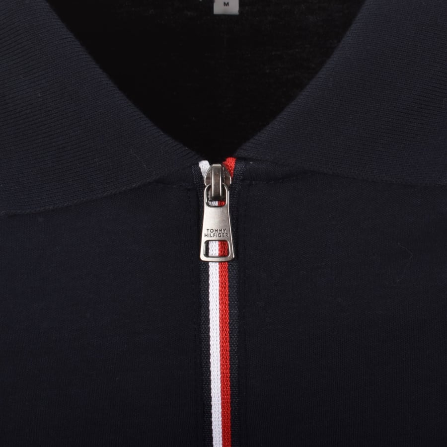 Image number 4 for Tommy Hilfiger Long Sleeved Zip Polo T Shirt Navy