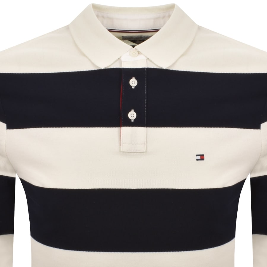 Image number 2 for Tommy Hilfiger Rugby Stripe Polo T Shirt Cream
