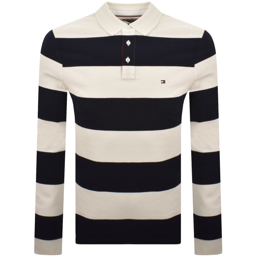Image number 1 for Tommy Hilfiger Rugby Stripe Polo T Shirt Cream