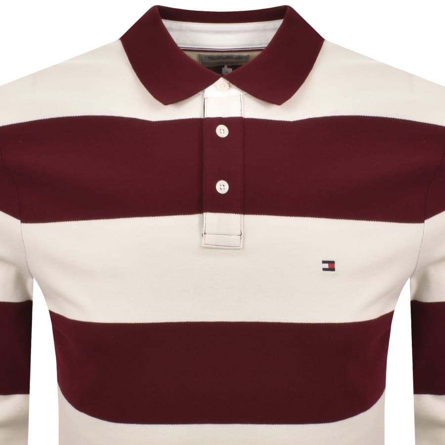 Image number 2 for Tommy Hilfiger Rugby Stripe Polo T Shirt Burgundy