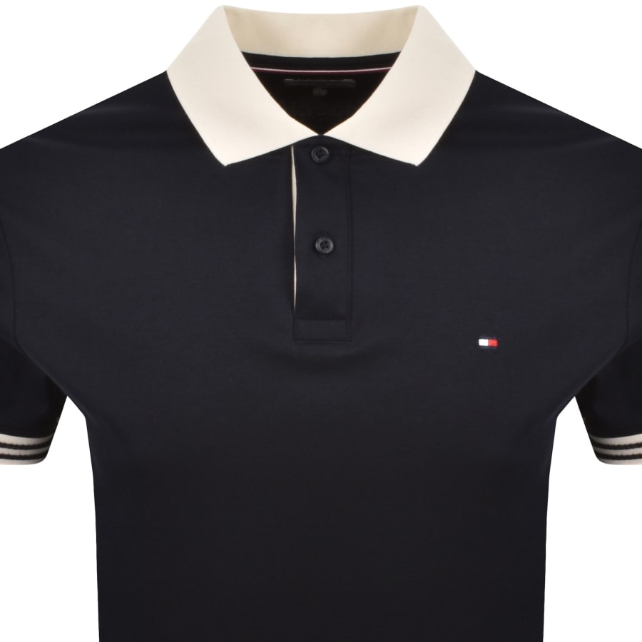 Image number 2 for Tommy Hilfiger Interlock Placket Detail Polo Navy