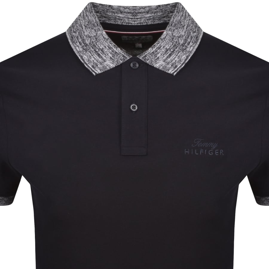 Image number 2 for Tommy Hilfiger Pique Melange Collar Polo Navy