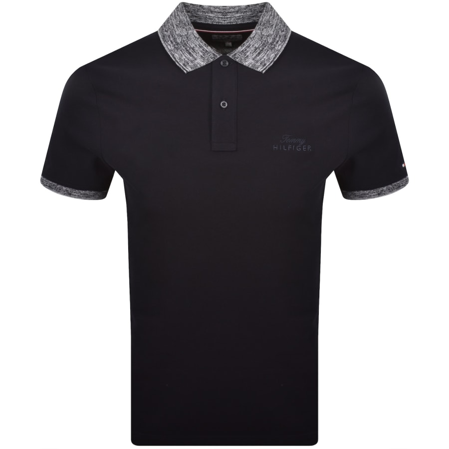 Image number 1 for Tommy Hilfiger Pique Melange Collar Polo Navy