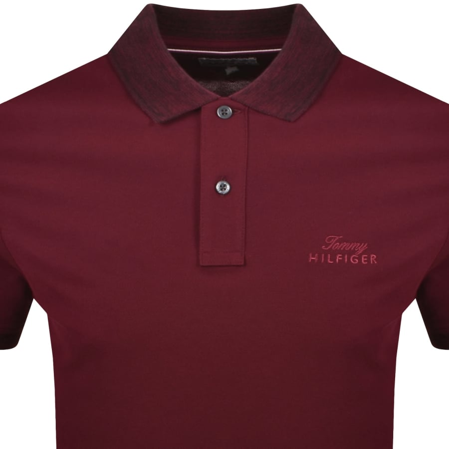Image number 2 for Tommy Hilfiger Pique Melange Collar Polo Burgundy