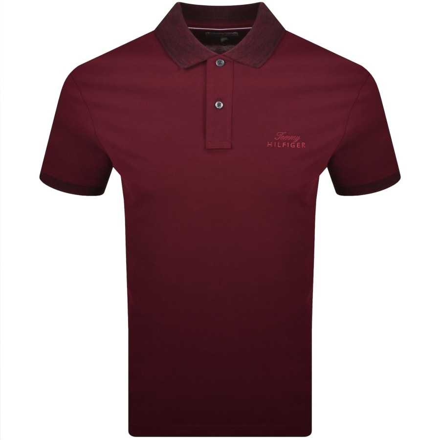 Image number 1 for Tommy Hilfiger Pique Melange Collar Polo Burgundy