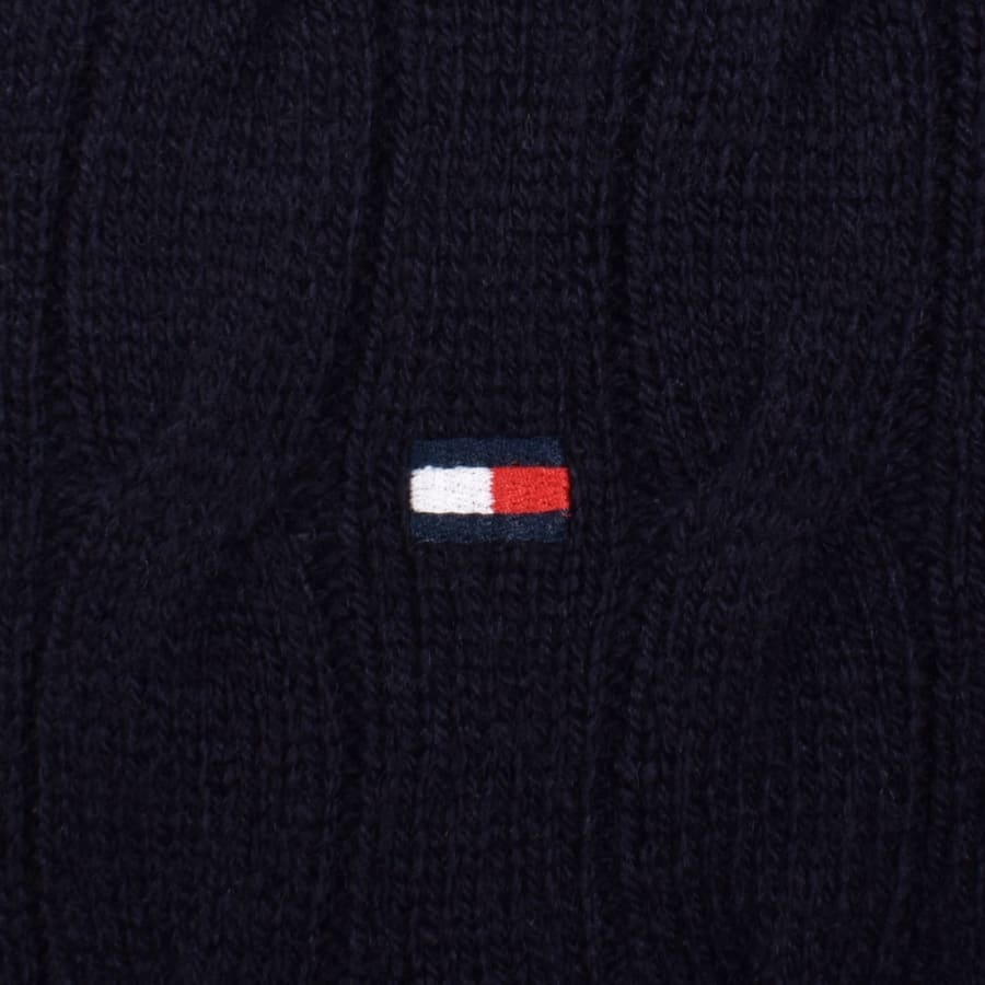 Image number 3 for Tommy Hilfiger Cable Knit Rugby Polo Navy