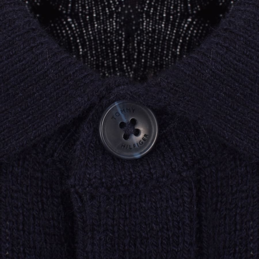 Image number 4 for Tommy Hilfiger Cable Knit Rugby Polo Navy