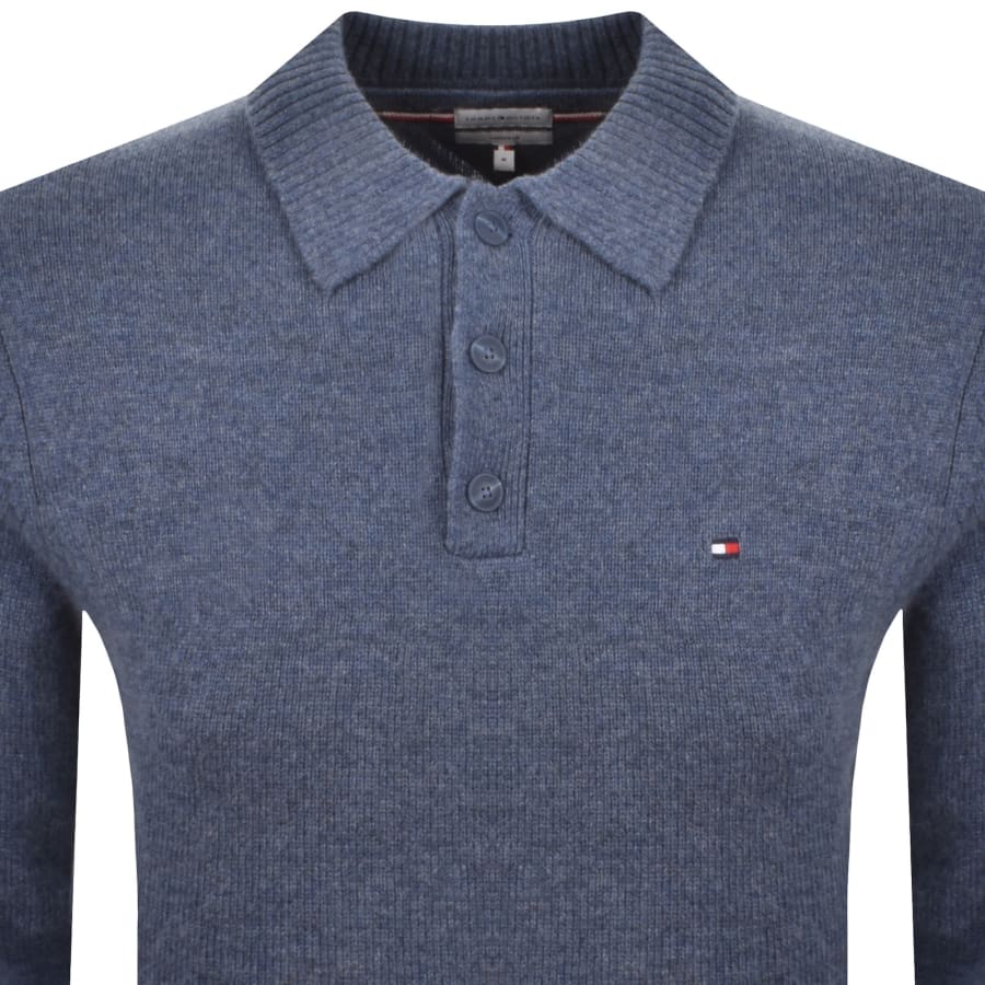 Image number 2 for Tommy Hilfiger Lambswool Knit Polo Blue