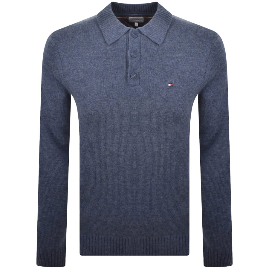 Image number 1 for Tommy Hilfiger Lambswool Knit Polo Blue