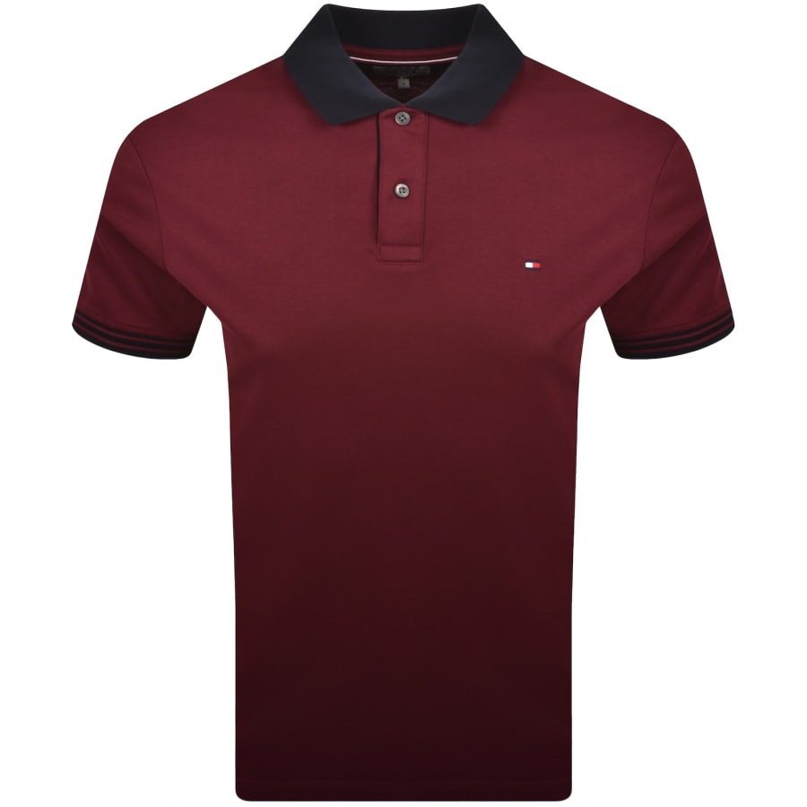 Image number 1 for Tommy Hilfiger Placket Detail Polo Burgundy