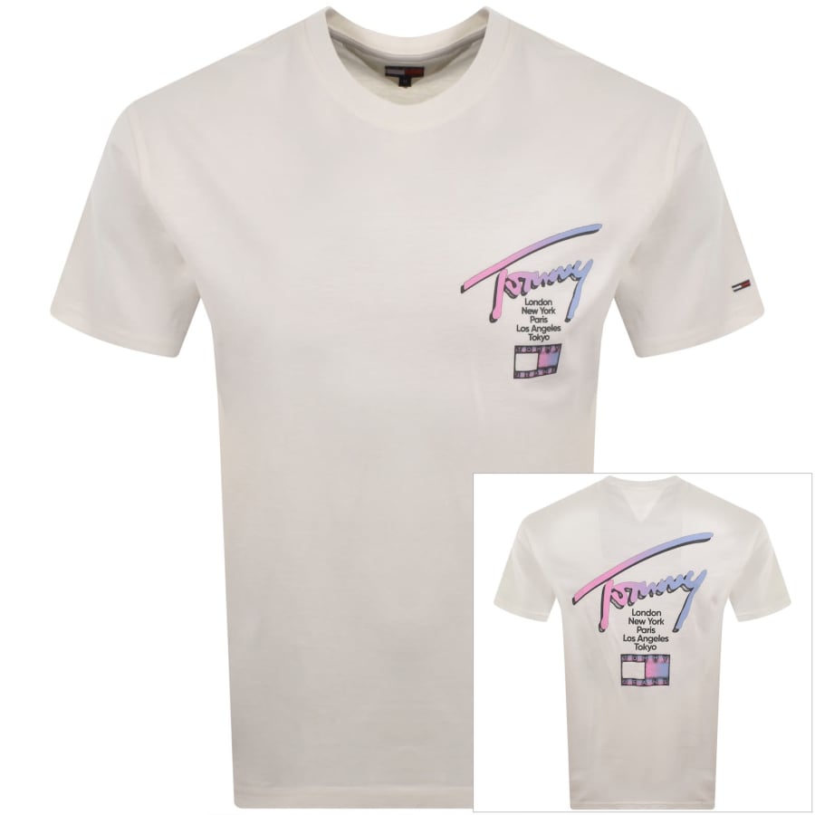 Image number 1 for Tommy Jeans City Sign T Shirt Ecru