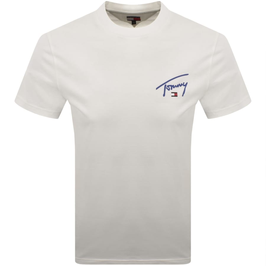 Image number 1 for Tommy Jeans Signature T Shirt Ecru
