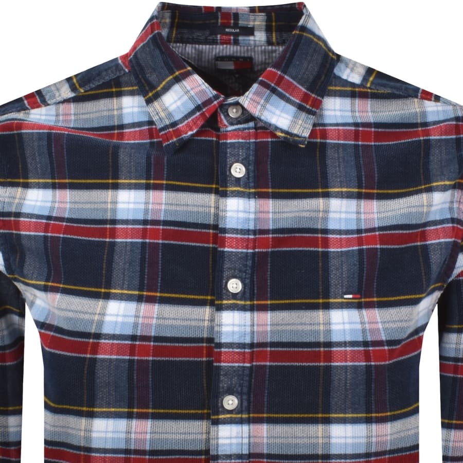 Image number 2 for Tommy Jeans Check Corduroy Shirt Dark Blue