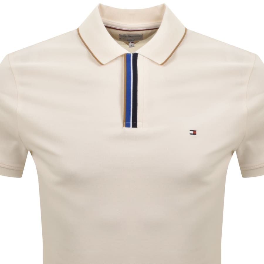 Image number 2 for Tommy Hilfiger Pique Placket Detail Polo Beige