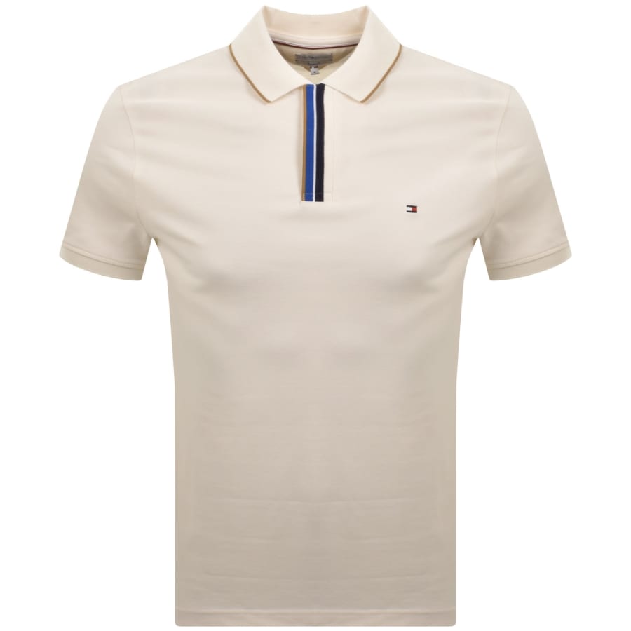 Image number 1 for Tommy Hilfiger Pique Placket Detail Polo Beige