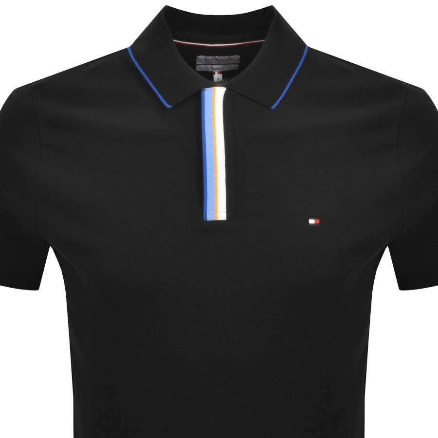 Image number 2 for Tommy Hilfiger Pique Placket Detail Polo Black
