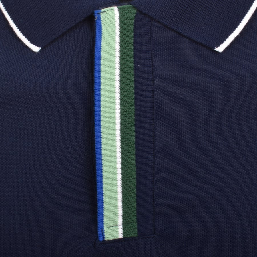 Image number 4 for Tommy Hilfiger Pique Placket Detail Polo Navy