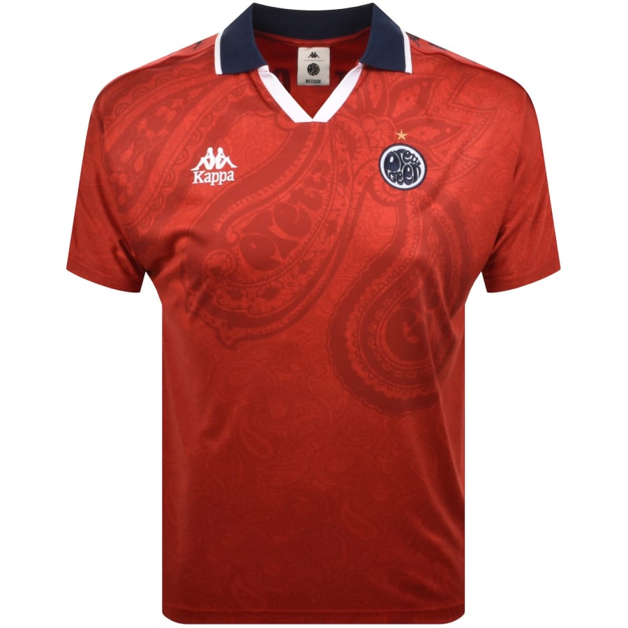Image number 2 for Pretty Green X Kappa Football Polo T Shirt Red