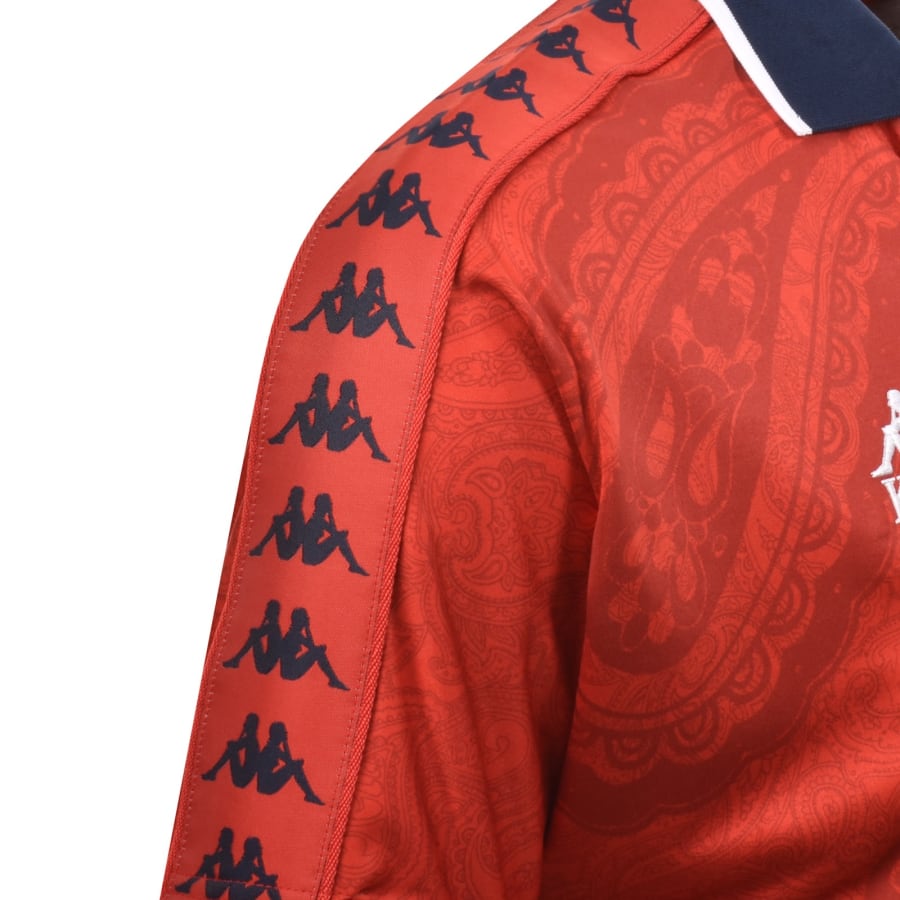 Image number 4 for Pretty Green X Kappa Football Polo T Shirt Red