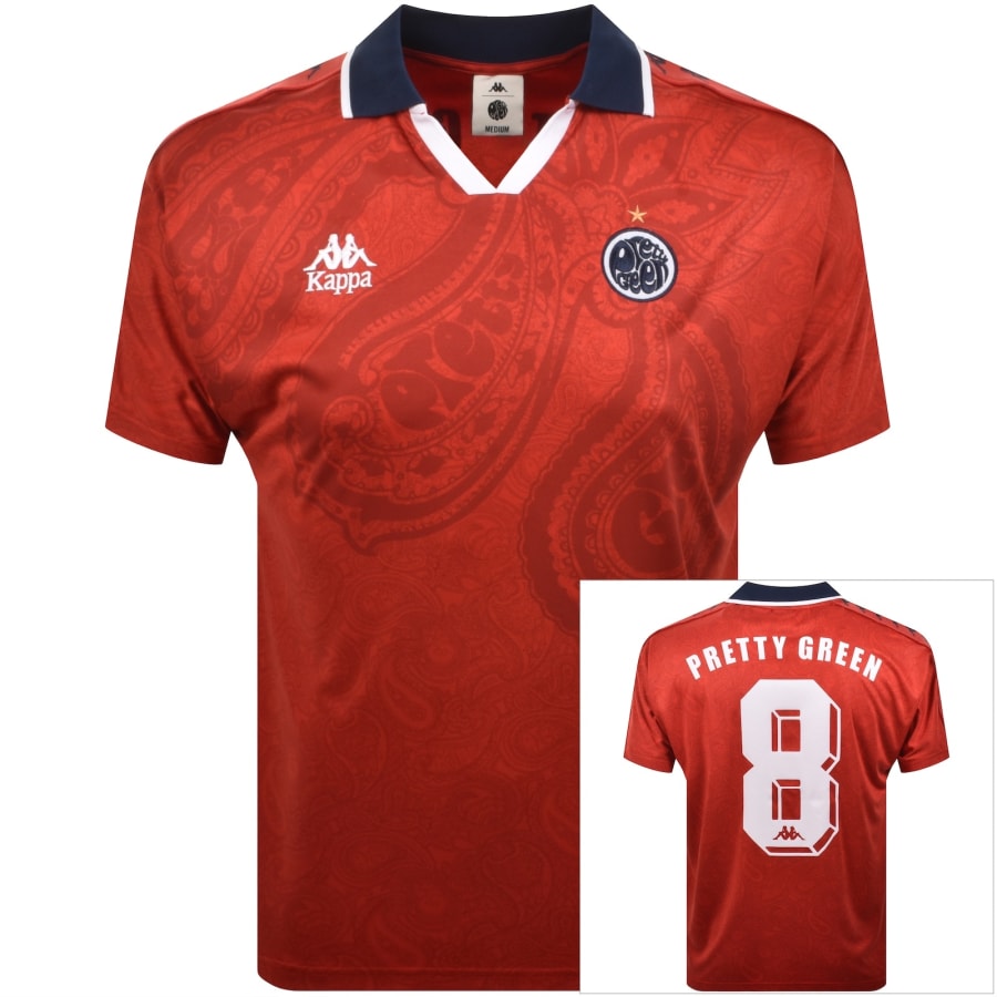 Image number 1 for Pretty Green X Kappa Football Polo T Shirt Red
