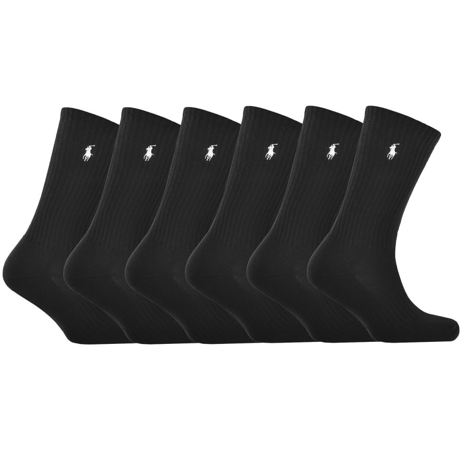 Image number 1 for Ralph Lauren 6 Pack Crew Socks Black