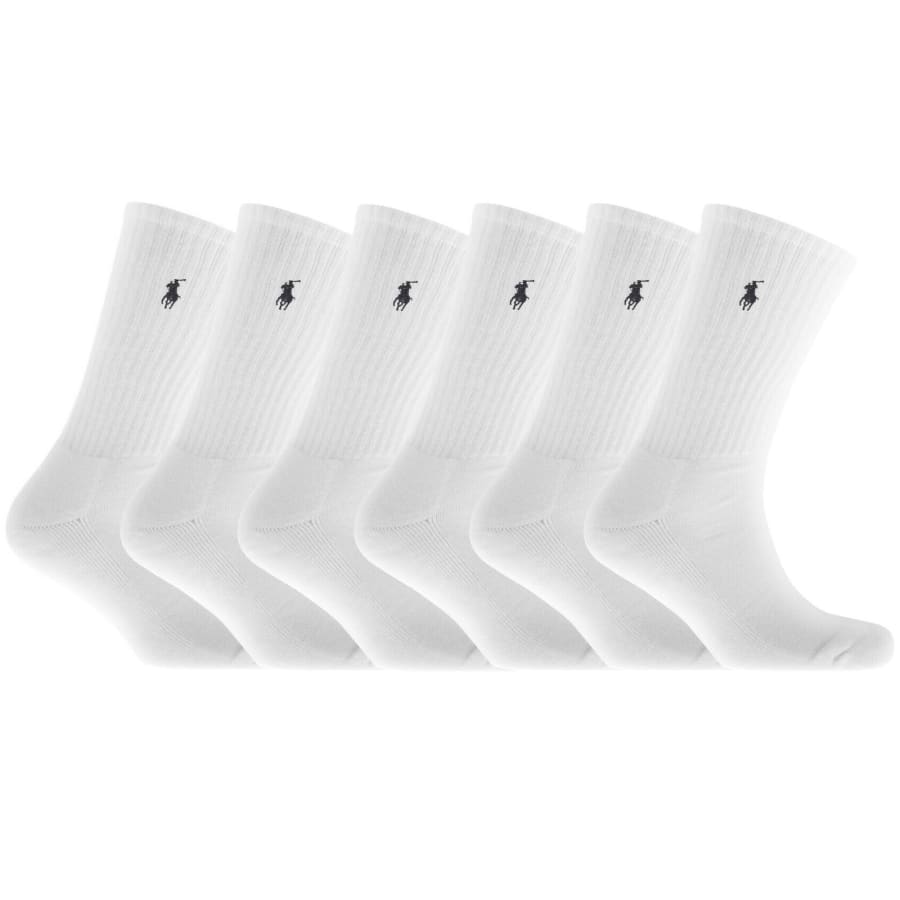 Image number 1 for Ralph Lauren 6 Pack Crew Socks White